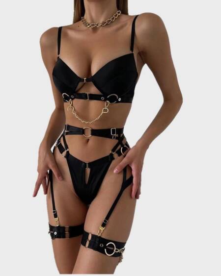 Metal punk style underwear women's suit